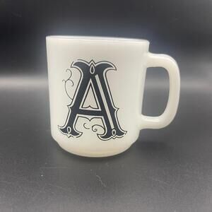 Vintage 1940's Federal Glass “A” Coffee Cup MCM Milk Glass